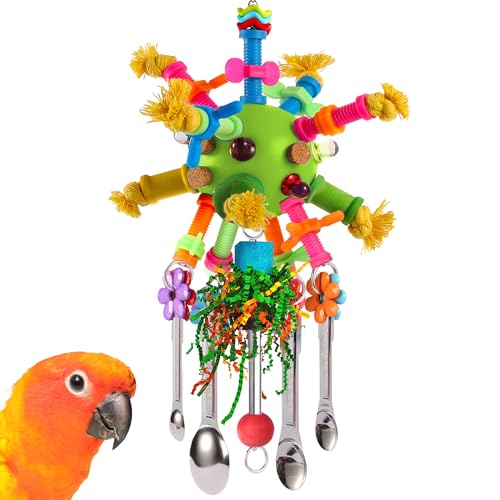 Papageienspielzeug, Vogelspielzeug, ausziehbare Edelstahllöffel, buntes Acryl-Kauspielzeug für Amazonen, Mini-Aras, Graupapageien, Kakadus, Sittiche, Nymphensittiche, Lovebirds, Papageien und andere Papageienspielzeug, Vogelspielzeug, ausziehbare Edelstahllöffel, buntes Acryl-Kauspielzeug für Amazonen, Mini-Aras, Graupapageien, Kakadus, Sittiche, Nymphensittiche, Lovebirds, Papageien und andere von YIXUND