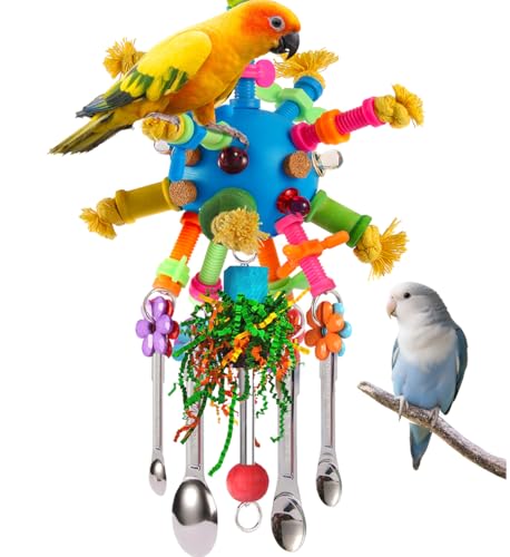 Papageienspielzeug, Vogelspielzeug, ausziehbare Edelstahllöffel, buntes Acryl-Kauspielzeug für Amazonen, Mini-Aras, Graupapageien, Kakadus, Sittiche, Nymphensittiche, Lovebirds, Papageien und andere Papageienspielzeug, Vogelspielzeug, ausziehbare Edelstahllöffel, buntes Acryl-Kauspielzeug für Amazonen, Mini-Aras, Graupapageien, Kakadus, Sittiche, Nymphensittiche, Lovebirds, Papageien und andere von YIXUND