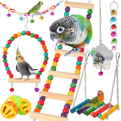 YIXUND Vogelspielzeug für Sittiche, Holzleiter, Brücke, Papageien, Spielzeug, Wellensittiche, Spielzeug, Vogelkäfig-Zubehör, Schaukel-Hängematte für Sittiche, Nymphensittiche, Liebesvögel, Finken YIXUND Vogelspielzeug für Sittiche, Holzleiter, Brücke, Papageien, Spielzeug, Wellensittiche, Spielzeug, Vogelkäfig-Zubehör, Schaukel-Hängematte für Sittiche, Nymphensittiche, Liebesvögel, Finken von YIXUND