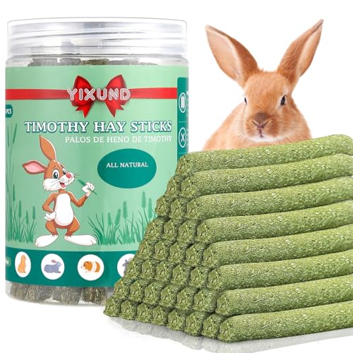 YIXUND Timothy Heustäbchen für Kaninchen, 40 Stück, Kauspielzeug für Kaninchen, Spielzeug für Meerschweinchen, Spielzeug für Hamster, Zähne, natürlich, handgefertigt von YIXUND