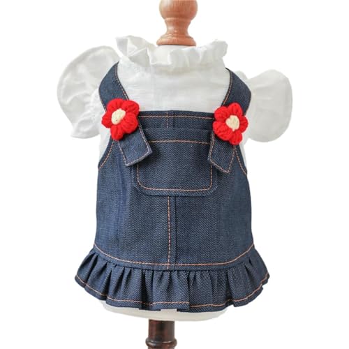 YIYELIY Hundekleid Welpenrock Cowboy Haustier ​Hunde Kleid Prinzessin Brautkleid Abendkleid Kleid Weste Shirts für Hunde Katzen (L) von YIYELIY