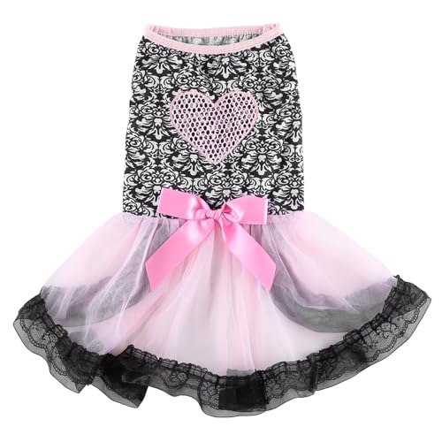 Hundekleid Welpenrock Haustier Hundekleid ​Bogen Hunde Kleid Prinzessin Abendkleid Kleid Weste Shirts für Hunde Katzen (2XL) von YIYELIY
