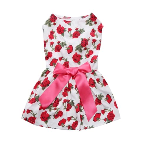 Hundekleid Welpenrock Haustier Hundekleid ​Bogen Hunde Kleid Prinzessin Abendkleid Kleid Weste Shirts für Hunde Katzen (L) von YIYELIY