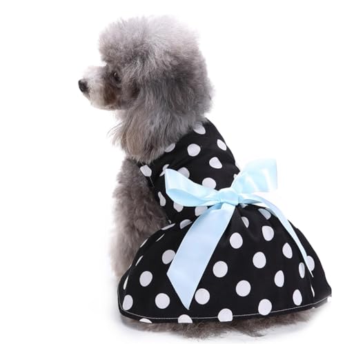 Hundekleid Welpenrock Schwarz und weiß Haustier Hundekleid ​Bogen Hunde Kleid Prinzessin Abendkleid Kleid für Hunde Katzen (2XL) von YIYELIY