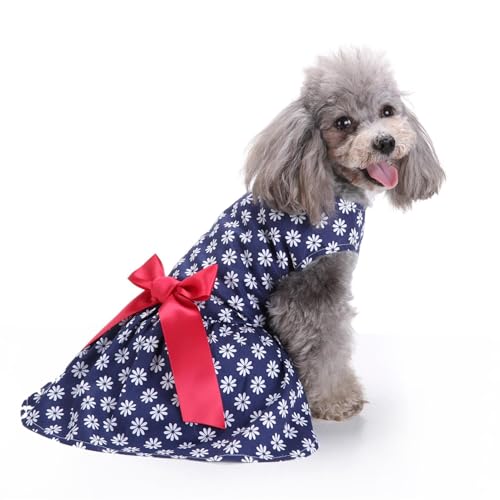 Hundekleid Welpenrock blau Haustier Hundekleid ​Bogen Hunde Kleid Prinzessin Abendkleid Kleid für Hunde Katzen (3XL) von YIYELIY