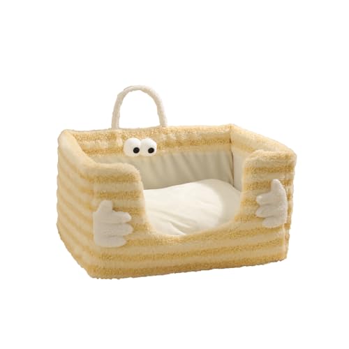 YIYTREE Rechteckiges Haustierbett für kleine Hunde und Katzen, maschinenwaschbar, Schlafsofa, atmungsaktiv, weiches Welpenbett, wärmend, gemütlich mit rutschfester Unterseite von YIYTREE