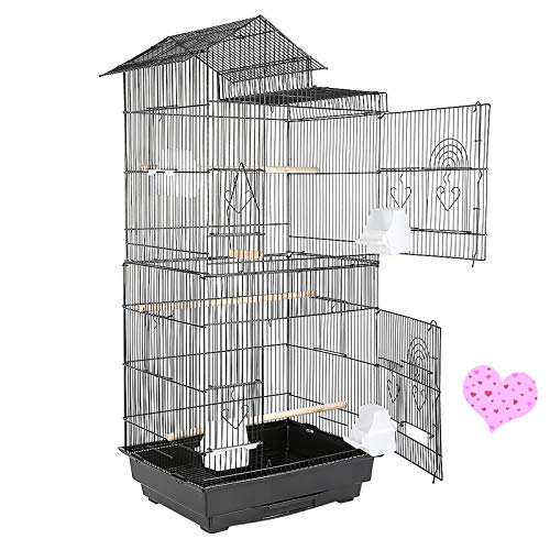 Yizhe YIZHEVogelkäfig,Vogelvoliere,Voliere,Vogelhaus,Papageienkäfig,Tierkäfig,Käfig,Sittichkäfig,Vogel,mit Holzstangen,Nagerkäfig,klein Metall Vogelvoliere,(46 * 35.5 * 99cm) von Yizhe