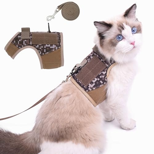 Katzengeschirr und Leine zum Spazierengehen, ausbruchsicher, Wüsten-Tarnmuster, klein, verstellbar, gepolstert, stilvolle Katzenweste für den Winter Katzengeschirr und Leine zum Spazierengehen, ausbruchsicher, Wüsten-Tarnmuster, klein, verstellbar, gepolstert, stilvolle Katzenweste für den Winter von YIZHI MIAOW