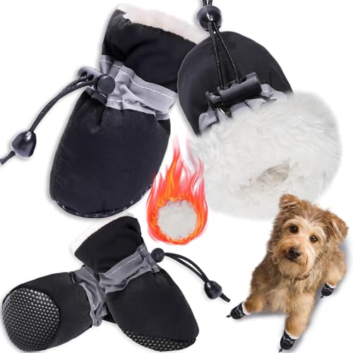 4PCS Hundeschuhe,Hundeschuhe Pfotenschutz,Schneestiefel für Hunde,Geeignet für Kleine und Mittelgroße Hunde, rutschfest und Warm Im Winter, Geeignet für Outdoor-Aktivitäten (Schwarz 4) 4PCS Hundeschuhe,Hundeschuhe Pfotenschutz,Schneestiefel für Hunde,Geeignet für Kleine und Mittelgroße Hunde, rutschfest und Warm Im Winter, Geeignet für Outdoor-Aktivitäten (Schwarz 4) von YIZHIXIANGQ