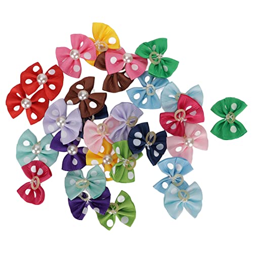 28pcs Hunde Bowknots süßer attraktiver Hundkopfschmuck mit Gummibändern für kleine Hunde Katzen Pferde Puppenmädchen von YIZISECCE