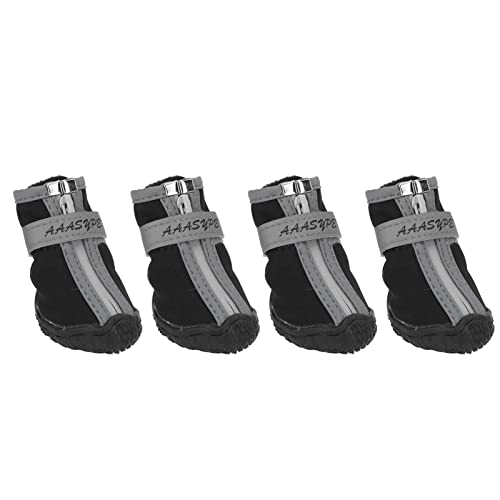 Hundestiefel wasserdichte reflektierende weiche alleinige Haustierschuhe für Welpen im Freien Sport schwarz (3#) von YIZISECCE