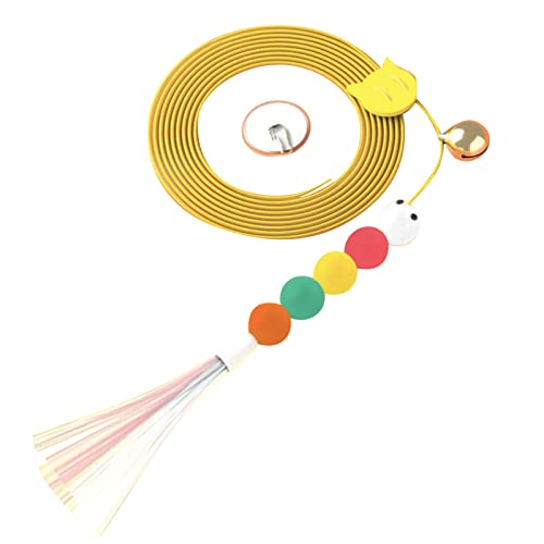 YIZISECCE für Katzenteaserspielzeug, interaktiver Zauberstab für Kätzchen, mit Glocken und Feder, der Spaß für Innenkatzen hängt, Langeweile, langlebig und sicheres Design lindern (Klapperner von YIZISECCE
