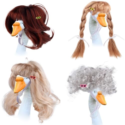 4-teiliges Gänse-Kopfschmuck für Haustiere, waschbar, Polyester, Perücke, für Foto-Requisiten, Partys, Kopfbedeckungen, waschbar, Haustier-Kostüm-Set 4-teiliges Gänse-Kopfschmuck für Haustiere, waschbar, Polyester, Perücke, für Foto-Requisiten, Partys, Kopfbedeckungen, waschbar, Haustier-Kostüm-Set von YIZITU
