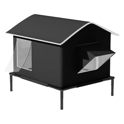 Erhöhtes Outdoor-Haus, isoliert, für den Winter, wetterfest, Haustier-Unterschlupf, bequem, faltbarer Unterschlupf von YIZITU