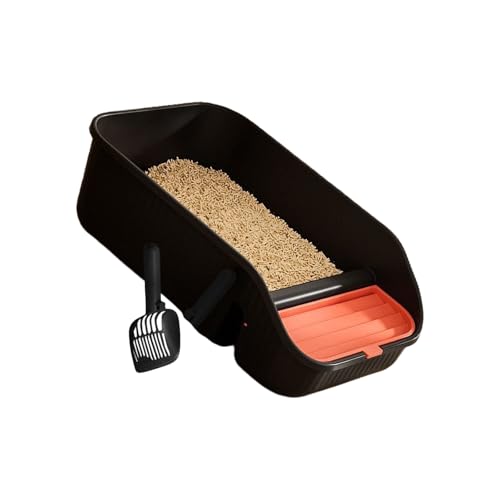 Leicht zu reinigende Katzentoilette, hohe Seite, spritzwassergeschützt, glatte PP-Oberflächen, Toilette für ältere Kätzchen, Heimgebrauch, hohe Rand-Katzentoilette von YIZITU
