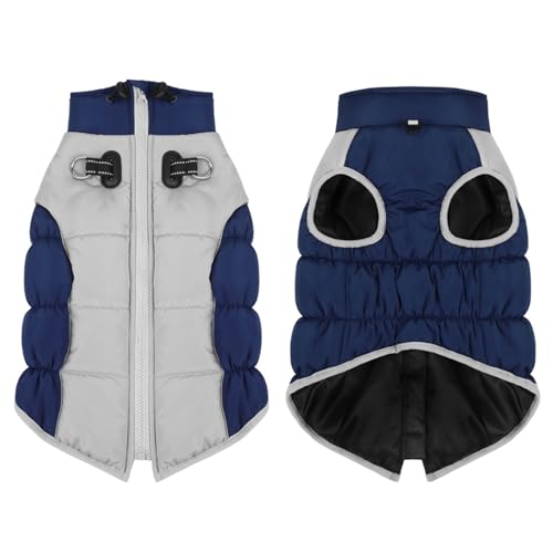 YIZITU Winter Warme Hundekleidung Für Kaltes Wetter Haustier Hunde Dicke Overalls Windfest Welpe Overall Mit TractionHook Haustierjacken Windschutzmantel Für Den Winter von YIZITU