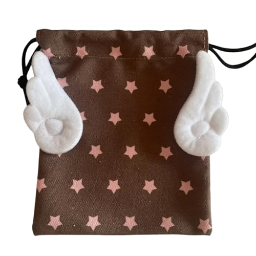 YIZITU Tasche mit Kordelzug, kleine Beutel, Plüsch-Flügel-Kosmetiktasche, Kulturbeutel, Kordelzug, Aufbewahrungstasche, Sternmuster, Make-up-Tasche, Schmuck-Aufbewahrungstasche YIZITU Tasche mit Kordelzug, kleine Beutel, Plüsch-Flügel-Kosmetiktasche, Kulturbeutel, Kordelzug, Aufbewahrungstasche, Sternmuster, Make-up-Tasche, Schmuck-Aufbewahrungstasche von YIZITU