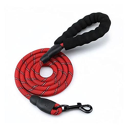 YIZMO Hundeleine, 1,5 M Lange, Robuste Nylonleine Mit Gepolstertem Und Rutschfestem Komfortleinengriff, Stark Reflektierende Leine, Geeignet for Mittelgroße Bis Große Hunde (Color : Red, Size : 3M) von YIZMO