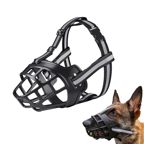 YIZWINS Maulkorb für Hunde, Silikon, Schwarz, M, Verstellbarer Riemen, Giftköderschutz, Mittlere Hunde von YIZWINS