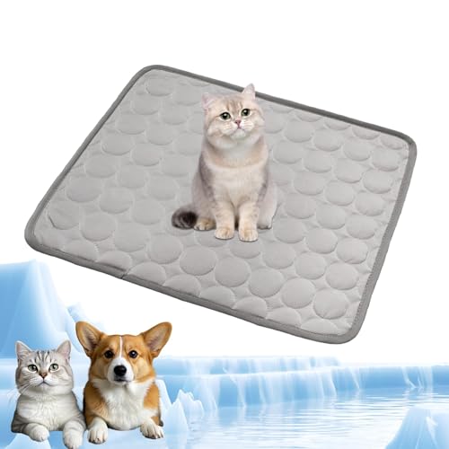 YIttings Kühlmatte Hunde, Pet Cooling Mat, Kühldecke für Tiere, Abwischbar, Robust, Kühlmatte für Hunde und Katzen im Innen- und Außenbereich und in Kisten im Heißen Sommer (Gray, 45x35 cm) von YIttings