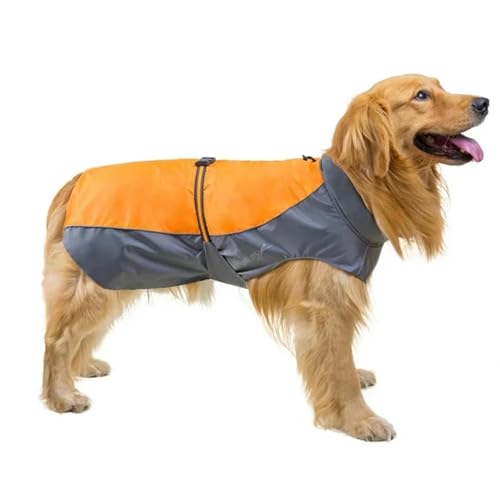 YJDZ Wasserdichter Hunde-Regenmantel für mittelgroße bis große Hunde, verstellbarer Regen für Labrador, Golden Retriever, Französisch und mehr (Orange, Größe XXL) von YJDZ