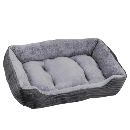 YJHLY Hundebett für Hund, Katze, Haustier, weich, quadratisch, Plüsch, Tierzubehör, Hundekorb, Sofa, Bett, größere, mittelgroße Welpen, Haustierprodukte, Matratze, Grau, 80 x 60 cm von YJHLY