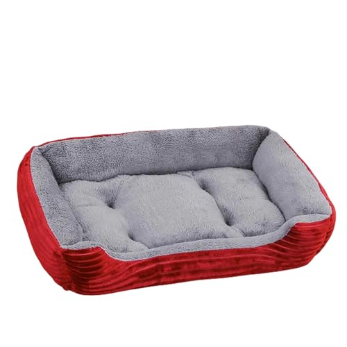 YJHLY Hundebett für Hunde, Katzen, Haustiere, weich, quadratisch, Plüsch, Tierzubehör, Hundekorb, Sofa, Bett, größer, mittelgroße Welpen, Haustierprodukte, Matratze, Datum, Rot, 90 x 70 cm von YJHLY