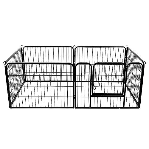 YJIIJY Laufstall für Hunde und Katzen, aus Metall, faltbar, Zaun aus Metall, für Haustiere, mit Tür für Welpen, Kaninchen, kleine Außen-/Innenbereich (6 Panele) von YJIIJY