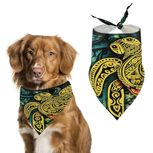 Weiches und atmungsaktives Haustier-Halstuch für Hunde und Katzen, Tribal-Design mit Schildkröten-Druck, leichter Polyester-Schal, perfekt für den täglichen Stil oder besondere Anlässe von YJWANDL