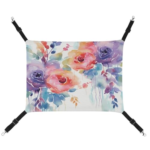 YJWANDL Bequeme Haustier-Hängematte, Aquarell-Blumendruck, Katzenhängematte, platzsparendes Leinenbett für kleine Hunde und Katzen, einfach zu installieren und tragbar YJWANDL Bequeme Haustier-Hängematte, Aquarell-Blumendruck, Katzenhängematte, platzsparendes Leinenbett für kleine Hunde und Katzen, einfach zu installieren und tragbar von YJWANDL