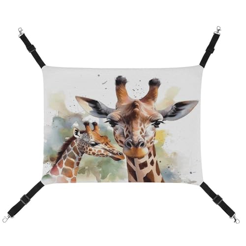 YJWANDL Bequeme Haustier-Hängematte, Aquarell-Hirsch-Giraffen-Druck, platzsparendes Leinenbett für kleine Hunde und Katzen, einfach zu installieren und tragbar YJWANDL Bequeme Haustier-Hängematte, Aquarell-Hirsch-Giraffen-Druck, platzsparendes Leinenbett für kleine Hunde und Katzen, einfach zu installieren und tragbar von YJWANDL