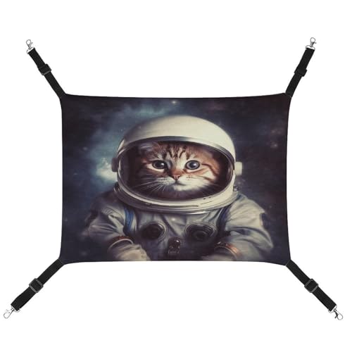 YJWANDL Bequeme Haustier-Hängematte, Tierkatzen-Astronauten-Druck, Katzenhängematte, platzsparendes Segeltuchbett für kleine Hunde und Katzen, einfach zu installieren und tragbar YJWANDL Bequeme Haustier-Hängematte, Tierkatzen-Astronauten-Druck, Katzenhängematte, platzsparendes Segeltuchbett für kleine Hunde und Katzen, einfach zu installieren und tragbar von YJWANDL