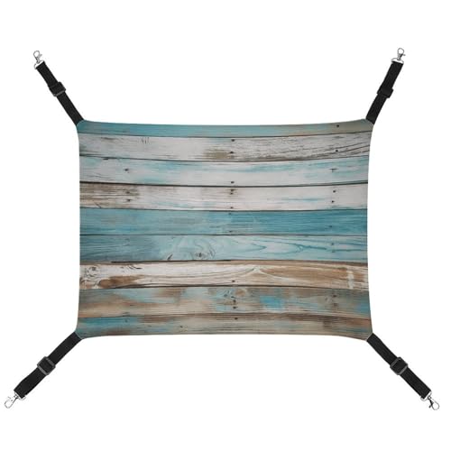 YJWANDL Bequeme Haustier-Hängematte, Vintage-Strandholz, altblau, Holzplanken-Druck, Katzenhängematte, platzsparendes Leinenbett für kleine Hunde und Katzen, einfach zu installieren und tragbar YJWANDL Bequeme Haustier-Hängematte, Vintage-Strandholz, altblau, Holzplanken-Druck, Katzenhängematte, platzsparendes Leinenbett für kleine Hunde und Katzen, einfach zu installieren und tragbar von YJWANDL