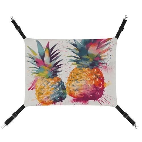 YJWANDL Bequeme Haustier-Hängematte, tropische Früchte, Aquarell, Ananas, Katzen-Hängematte, platzsparendes Leinenbett für kleine Hunde und Katzen, einfach zu installieren und tragbar YJWANDL Bequeme Haustier-Hängematte, tropische Früchte, Aquarell, Ananas, Katzen-Hängematte, platzsparendes Leinenbett für kleine Hunde und Katzen, einfach zu installieren und tragbar von YJWANDL