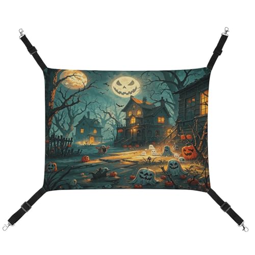 YJWANDL Bequeme Haustier-Hängematte, verlassener Kunst-Halloween-Druck, Katzenhängematte, platzsparendes Segeltuchbett für kleine Hunde und Katzen, einfach zu installieren und tragbar YJWANDL Bequeme Haustier-Hängematte, verlassener Kunst-Halloween-Druck, Katzenhängematte, platzsparendes Segeltuchbett für kleine Hunde und Katzen, einfach zu installieren und tragbar von YJWANDL