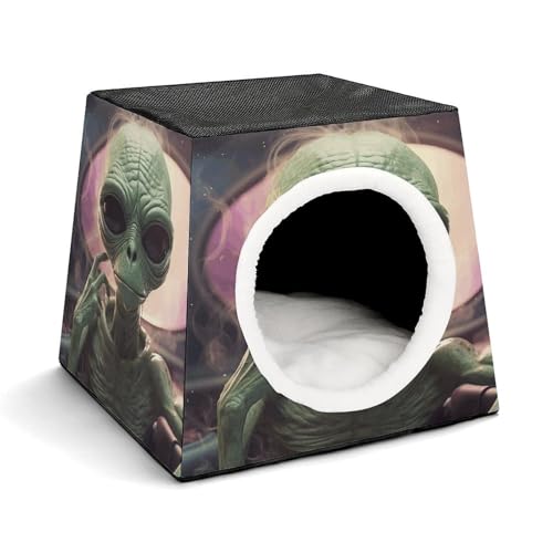 YJWANDL Space Capsule Haustierbett für Katzen und kleine Hunde, Alien-Rauchdruck, tragbares Haustierbett, kleines Haustierbett, gemütliches und maschinenwaschbares Haustiernest YJWANDL Space Capsule Haustierbett für Katzen und kleine Hunde, Alien-Rauchdruck, tragbares Haustierbett, kleines Haustierbett, gemütliches und maschinenwaschbares Haustiernest von YJWANDL