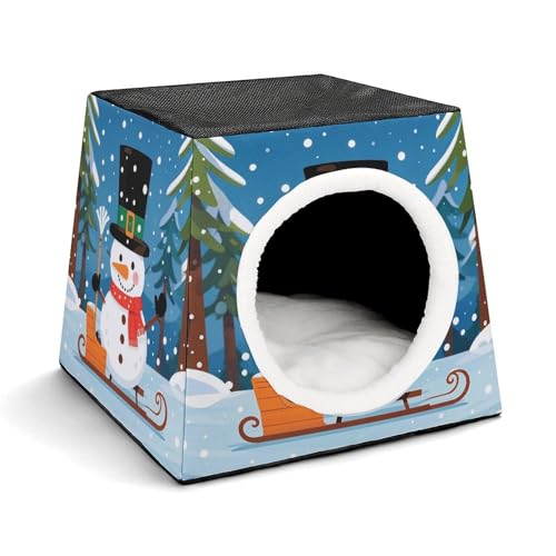 YJWANDL Space Capsule Haustierbett für Katzen und kleine Hunde, Schneemann-Wellen-Druck, tragbares Haustierbett, kleines Haustierbett, gemütliches und maschinenwaschbares Haustiernest YJWANDL Space Capsule Haustierbett für Katzen und kleine Hunde, Schneemann-Wellen-Druck, tragbares Haustierbett, kleines Haustierbett, gemütliches und maschinenwaschbares Haustiernest von YJWANDL