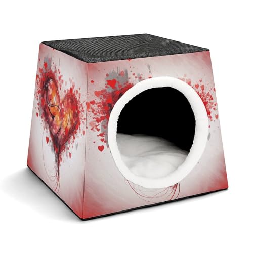 YJWANDL Space Capsule Haustierbett für Katzen und kleine Hunde, abstrakter Herzdruck, tragbares Haustierbett, kleines Haustierbett, gemütliches und maschinenwaschbares Haustiernest YJWANDL Space Capsule Haustierbett für Katzen und kleine Hunde, abstrakter Herzdruck, tragbares Haustierbett, kleines Haustierbett, gemütliches und maschinenwaschbares Haustiernest von YJWANDL