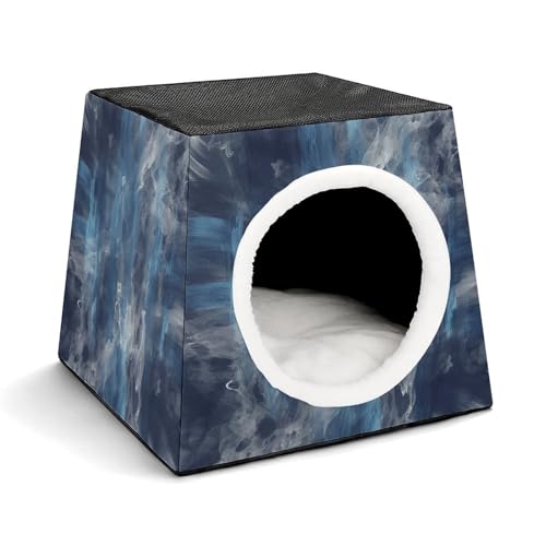 YJWANDL Space Capsule Haustierbett für Katzen und kleine Hunde, abstrakter blauer Druck, tragbares Haustierbett, kleines Haustierbett, gemütliches und maschinenwaschbares Haustiernest YJWANDL Space Capsule Haustierbett für Katzen und kleine Hunde, abstrakter blauer Druck, tragbares Haustierbett, kleines Haustierbett, gemütliches und maschinenwaschbares Haustiernest von YJWANDL