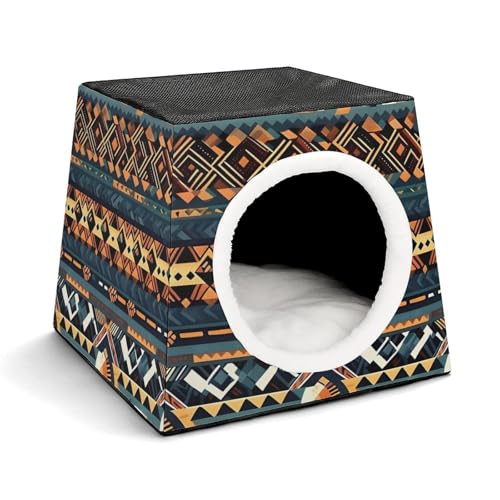YJWANDL Space Capsule Haustierbett für Katzen und kleine Hunde, afrikanischer Stammes-, Ethno-Texturdruck, tragbares Haustierbett, kleines Haustierbett, gemütliches und maschinenwaschbares YJWANDL Space Capsule Haustierbett für Katzen und kleine Hunde, afrikanischer Stammes-, Ethno-Texturdruck, tragbares Haustierbett, kleines Haustierbett, gemütliches und maschinenwaschbares von YJWANDL