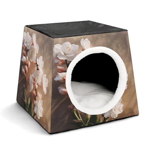 YJWANDL Space Capsule Haustierbett für Katzen und kleine Hunde, ein Pfirsichblüten-Druck, tragbares Haustierbett, kleines Haustierbett, gemütliches und maschinenwaschbares Haustiernest YJWANDL Space Capsule Haustierbett für Katzen und kleine Hunde, ein Pfirsichblüten-Druck, tragbares Haustierbett, kleines Haustierbett, gemütliches und maschinenwaschbares Haustiernest von YJWANDL
