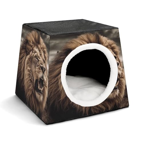 YJWANDL Space Capsule Haustierbett für Katzen und kleine Hunde, wütender Löwen-Druck, tragbares Haustierbett, kleines Haustierbett, gemütliches und maschinenwaschbares Haustiernest YJWANDL Space Capsule Haustierbett für Katzen und kleine Hunde, wütender Löwen-Druck, tragbares Haustierbett, kleines Haustierbett, gemütliches und maschinenwaschbares Haustiernest von YJWANDL