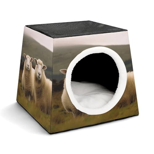 YJWANDL Space Capsule Haustierbett für Katzen und kleine Hunde, zwei weiße Schafe, tragbares Haustierbett, kleines Haustierbett, gemütliches und maschinenwaschbares Haustiernest YJWANDL Space Capsule Haustierbett für Katzen und kleine Hunde, zwei weiße Schafe, tragbares Haustierbett, kleines Haustierbett, gemütliches und maschinenwaschbares Haustiernest von YJWANDL