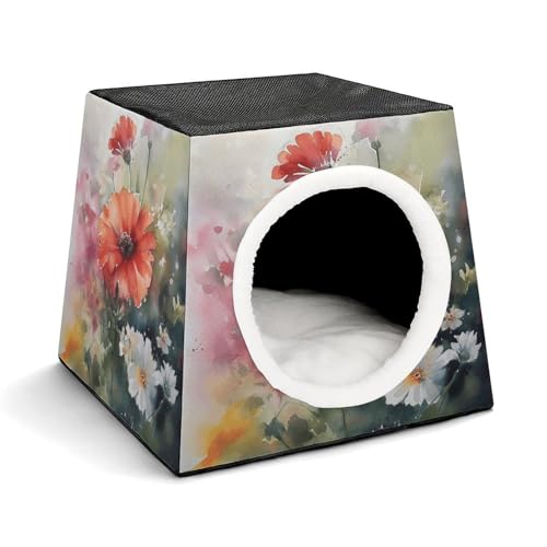 YJWANDL Weltraumkapsel-Haustierbett für Katzen und kleine Hunde, Aquarell-Malerei, tragbares Haustierbett, kleines Haustierbett, gemütliches und maschinenwaschbares Haustiernest YJWANDL Weltraumkapsel-Haustierbett für Katzen und kleine Hunde, Aquarell-Malerei, tragbares Haustierbett, kleines Haustierbett, gemütliches und maschinenwaschbares Haustiernest von YJWANDL