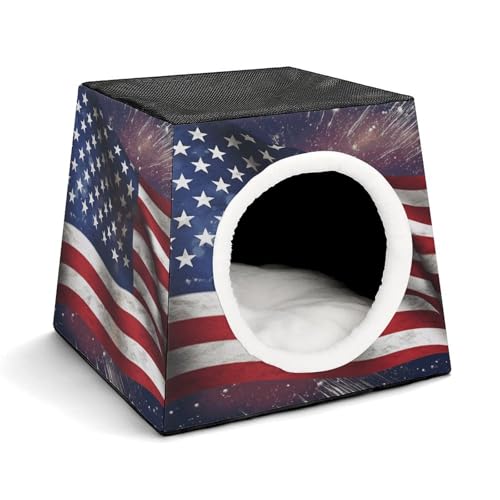 YJWANDL Weltraumkapsel Haustierbett für Katzen und kleine Hunde, USA-Flagge, tragbares Haustierbett, kleines Haustierbett, gemütliches und maschinenwaschbares Haustiernest YJWANDL Weltraumkapsel Haustierbett für Katzen und kleine Hunde, USA-Flagge, tragbares Haustierbett, kleines Haustierbett, gemütliches und maschinenwaschbares Haustiernest von YJWANDL