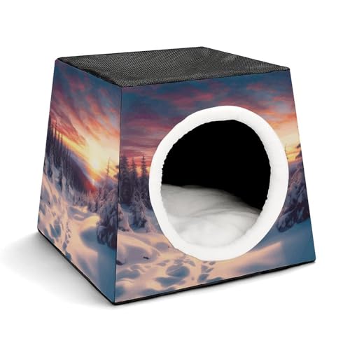 YJWANDL Weltraumkapsel Haustierbett für Katzen und kleine Hunde, Winter, Schnee, Sonnenuntergang, Landschaft, Druck, tragbares Haustierbett, kleines Haustierbett, gemütliches und maschinenwaschbares YJWANDL Weltraumkapsel Haustierbett für Katzen und kleine Hunde, Winter, Schnee, Sonnenuntergang, Landschaft, Druck, tragbares Haustierbett, kleines Haustierbett, gemütliches und maschinenwaschbares von YJWANDL