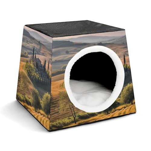 YJWANDL Weltraumkapsel Haustierbett für Katzen und kleine Hunde, toskanische Landschaft, Baumlandschaft, Bauernhof-Druck, tragbares Haustierbett, kleines Haustierbett, gemütliches und YJWANDL Weltraumkapsel Haustierbett für Katzen und kleine Hunde, toskanische Landschaft, Baumlandschaft, Bauernhof-Druck, tragbares Haustierbett, kleines Haustierbett, gemütliches und von YJWANDL