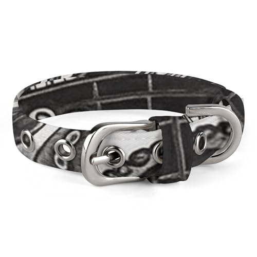 Haustier-Halsband, schwarz-weiß, Oktopus- und Schiffsdruck, stilvolles Haustierzubehör, modisches Haustierhalsband, verstellbares Haustierhalsband, leichtes Haustierhalsband Haustier-Halsband, schwarz-weiß, Oktopus- und Schiffsdruck, stilvolles Haustierzubehör, modisches Haustierhalsband, verstellbares Haustierhalsband, leichtes Haustierhalsband von YJWANDO