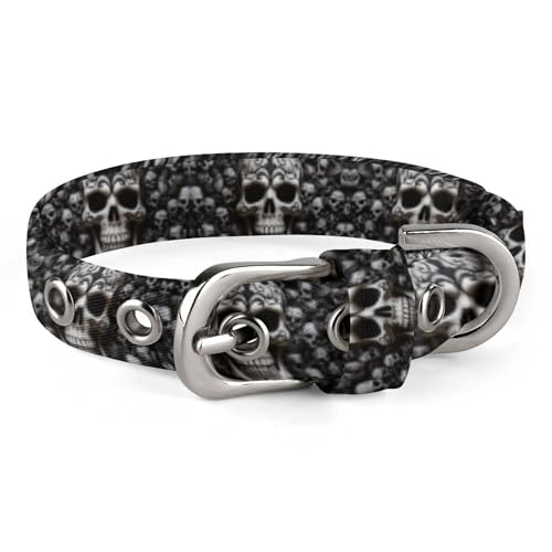 Haustier-Halsband, schwarz-weiße Totenköpfe, stilvolles Haustierzubehör, modisches Haustierhalsband, verstellbares Haustierhalsband, leichtes Haustierhalsband Haustier-Halsband, schwarz-weiße Totenköpfe, stilvolles Haustierzubehör, modisches Haustierhalsband, verstellbares Haustierhalsband, leichtes Haustierhalsband von YJWANDO