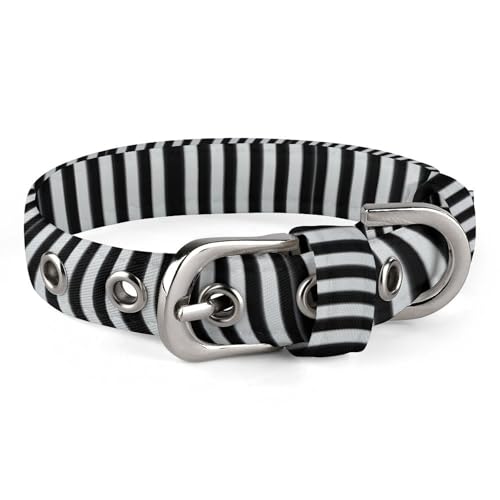 Haustierhalsband, schwarz-weiß gestreift, stilvolles Haustierzubehör, modisches Haustierhalsband, verstellbares Haustierhalsband, leichtes Haustierhalsband Haustierhalsband, schwarz-weiß gestreift, stilvolles Haustierzubehör, modisches Haustierhalsband, verstellbares Haustierhalsband, leichtes Haustierhalsband von YJWANDO